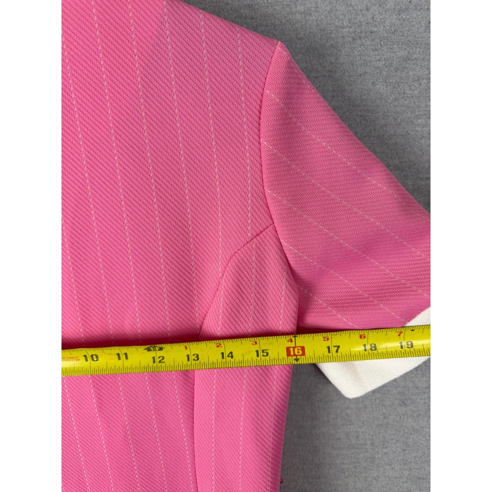 Vintage Pink Pinstripe Mod Shirt Dress White Collar Contrast Mini Retro 60s 70s - Picture 3 of 9